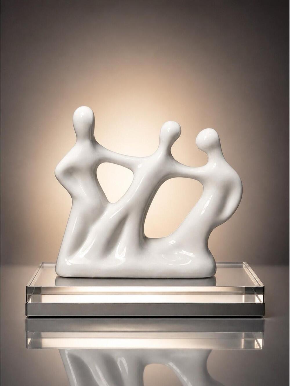 Naaman Israel 1960s White Porcelain Three Friends Abstract Sculpture, 6x5.25”